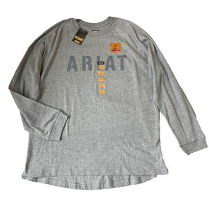 Ariat Rebar Cotton Strong Graphic Long Sleeve TShirt Men XL Gray Logo Work NWT